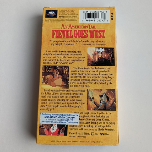 An American Tail Fievel Goes West 1991 VHS Steven Spielberg Amblin Entertainment - Picture 3 of 8